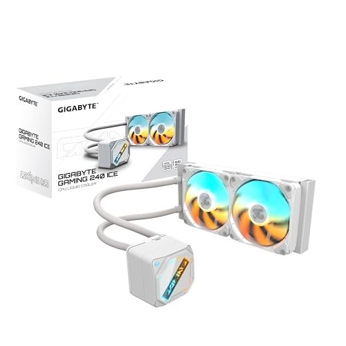 GIGABYTE GAMING 240 ICE LIQUID CPU COOLER 240MM RADIATOR 2X 120MM - WHITE