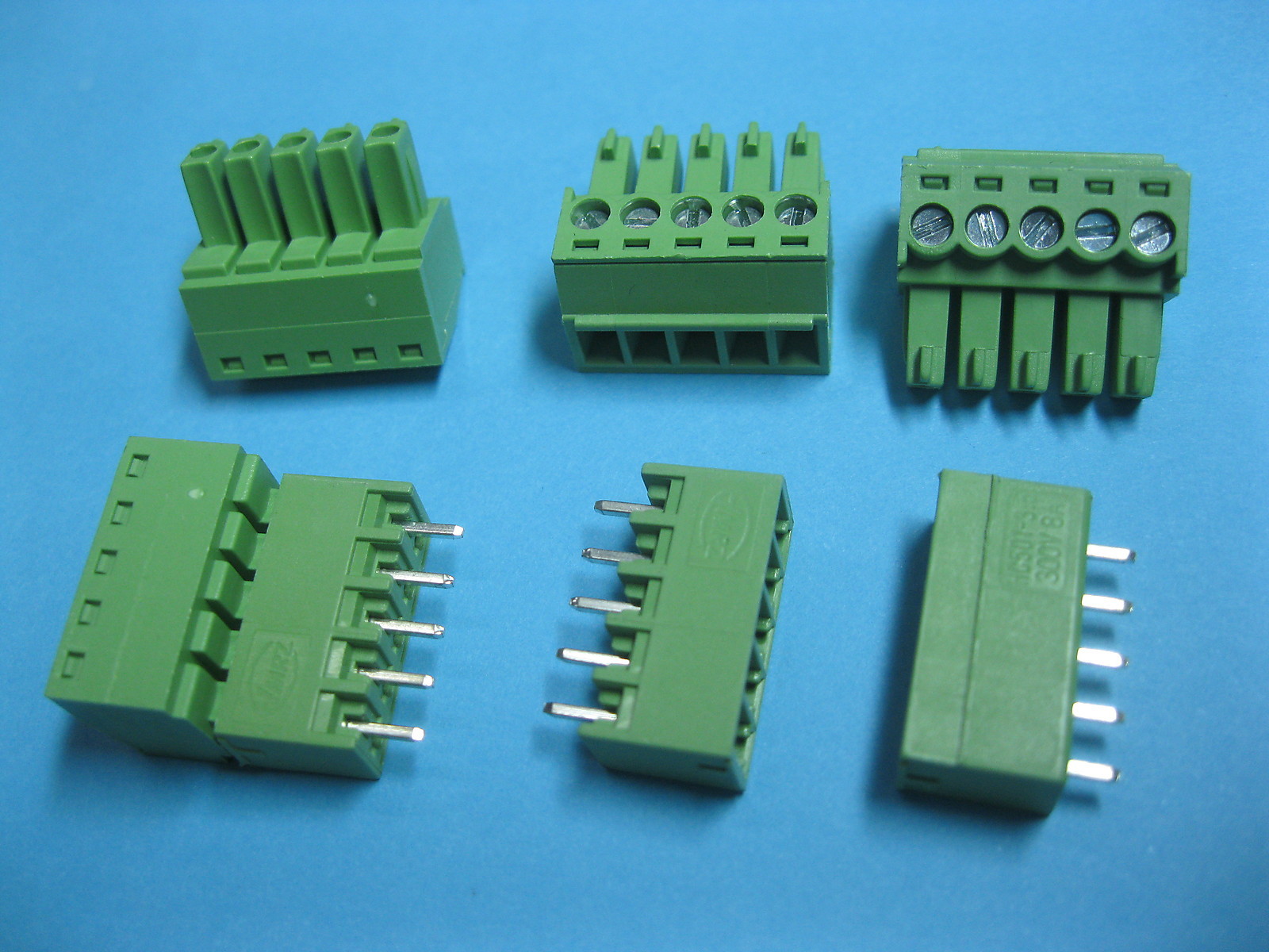 50 pcs Pitch 3.5mm 5 way /pin Screw Terminal Block Connector Green Plugable Type