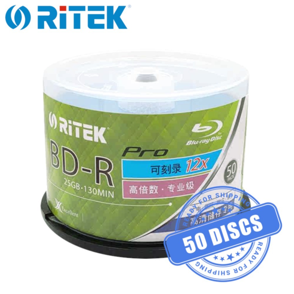Ritek BD-R Pro 25GB 12x Blank Blu-ray Media 25 GB - 50 Discs