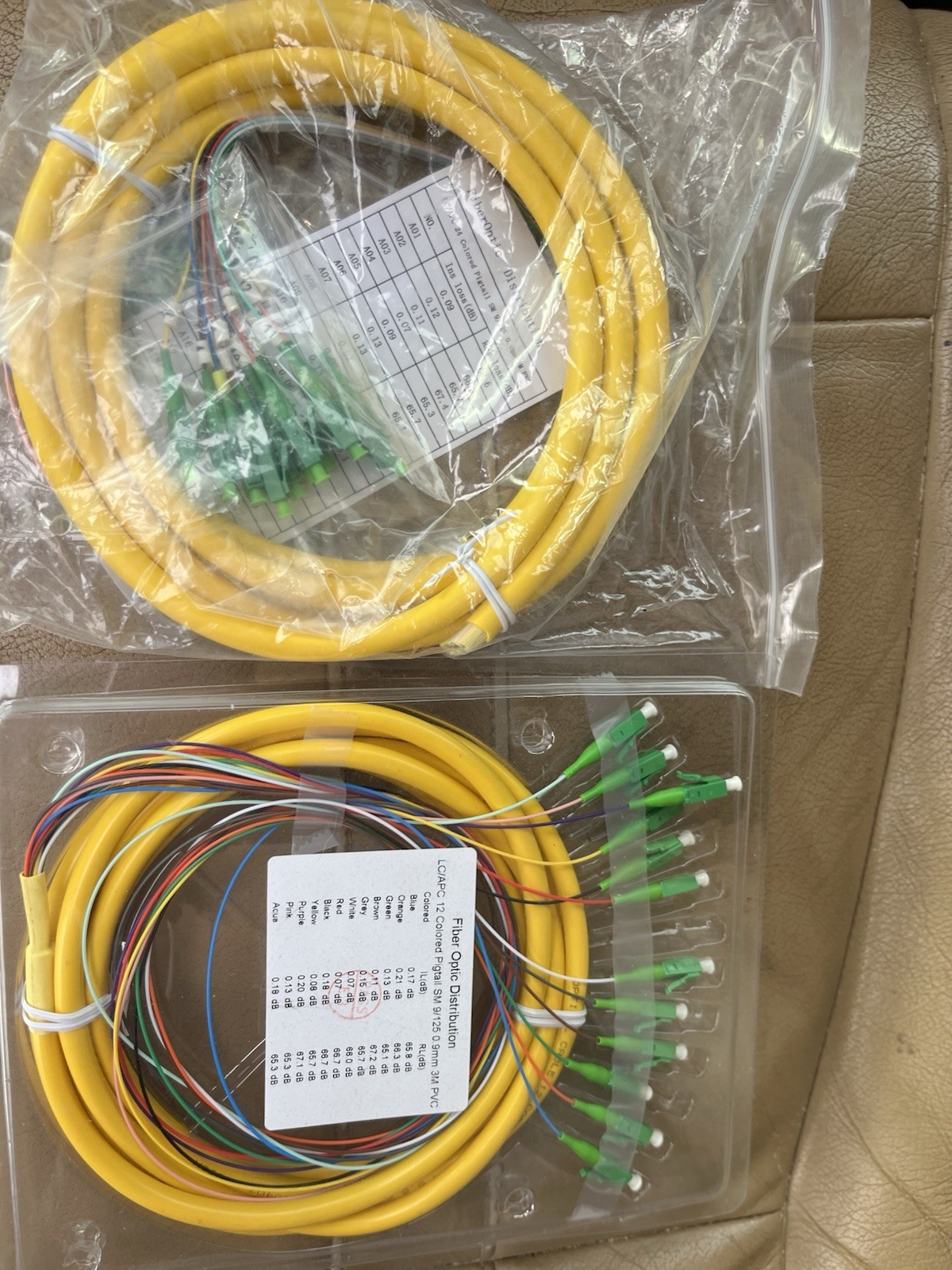 Lot Of 10-12 fiber 9/125 Fiber Optic Pigtail 3m LC/APC SingleMode ,Fiber pigtail