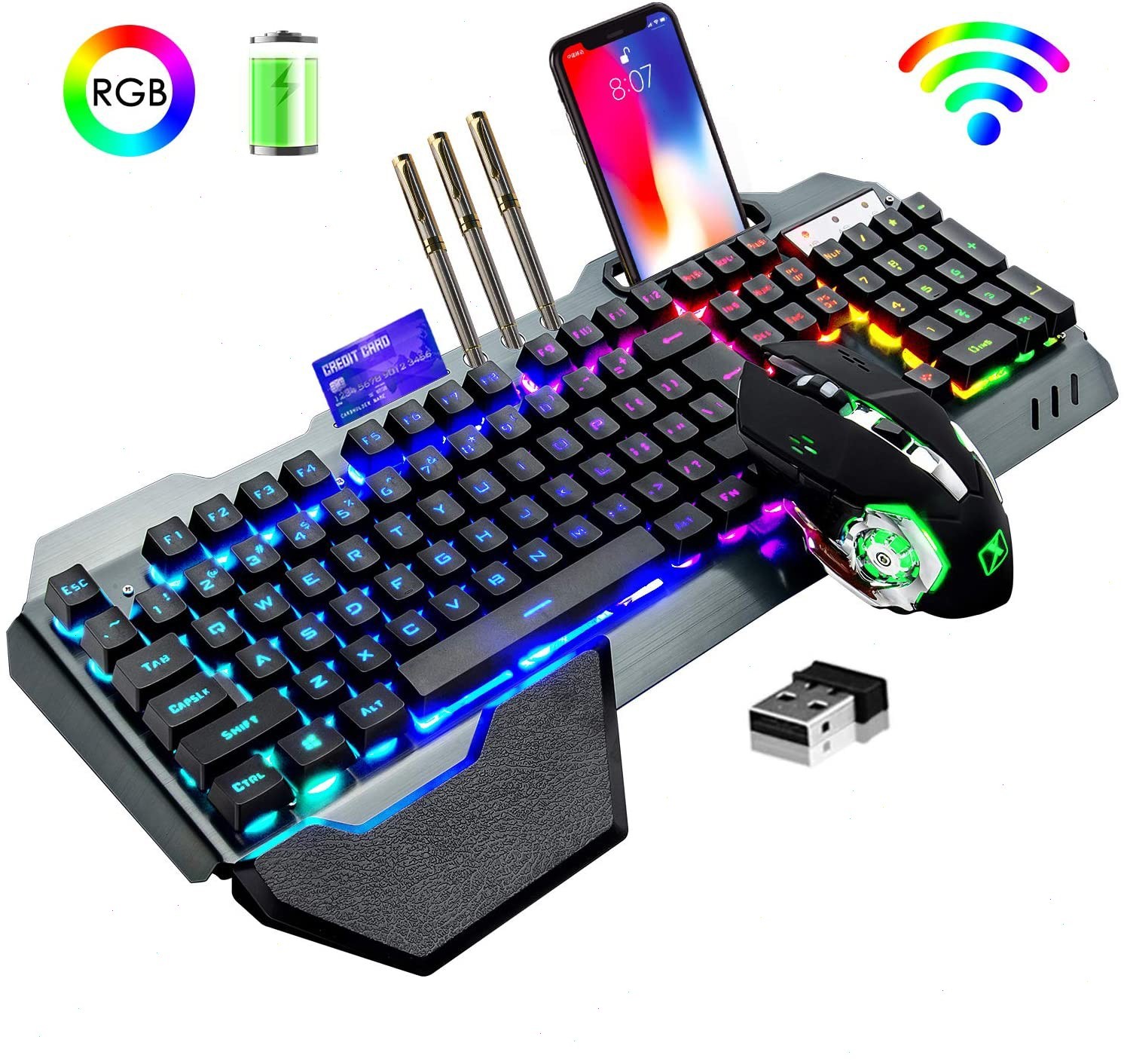 XINMENG K680 Wireless Gaming Keyboard Mouse Combo Ergonomic For PC Laptop RGB