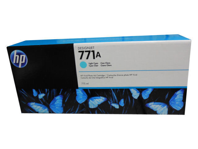 HP 771A 775-ml Light Cyan DesignJet Photo Ink Cartridge, B6Y20A ~New Sealed 