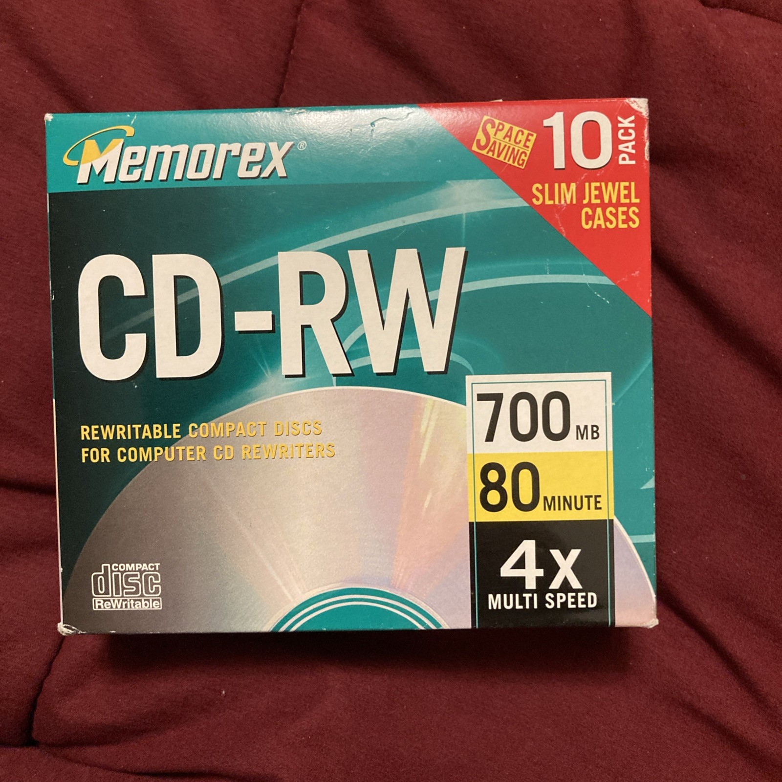 New 10 Pack Memorex CD-RW Blank Discs 4x 700MB 80 Min Rewritable Sealed NOS