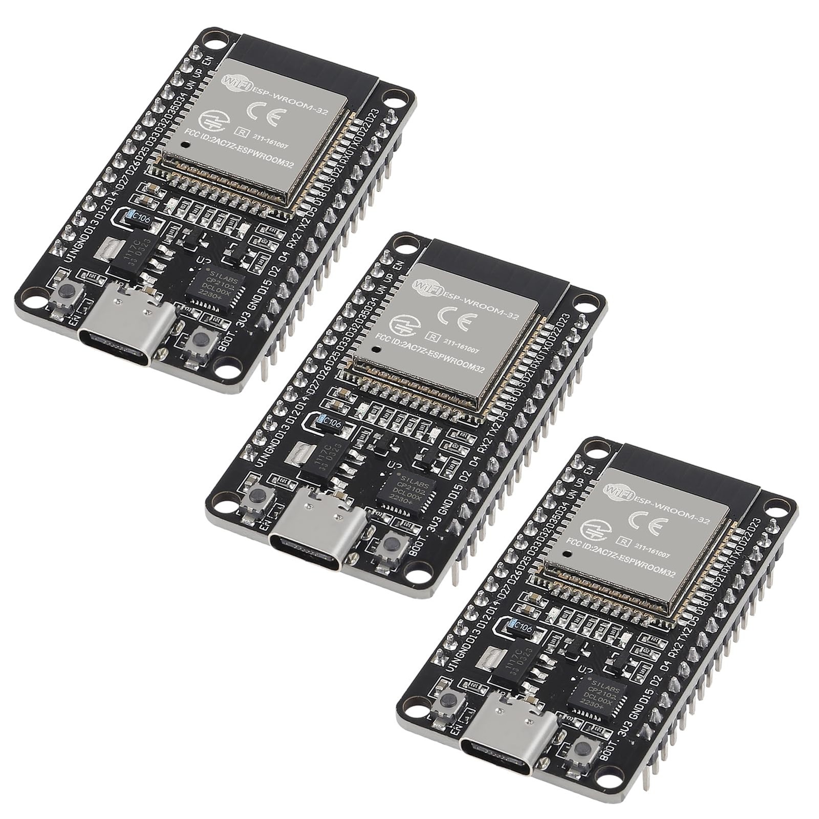 3PCS 30pins CP2102 ESP-WROOM-32 ESP32 ESP-32S Development Board 2.4GHz Dual-M...