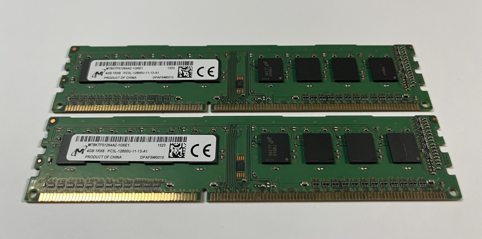 Lot of 2 Micron 4GB 1Rx8 PC3L-12800U-11-13-A1 MT8KTF51264AZ-1G6E1 Desktop Memory