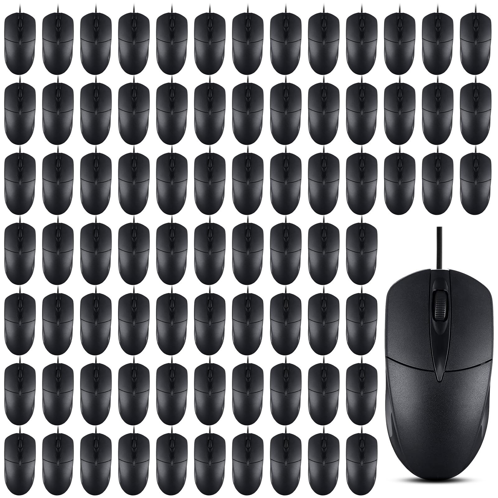 WYQQXZYKJ 80 Pack Wired USB Silent Computer Mouse Bulk, 3 Button 1000 black