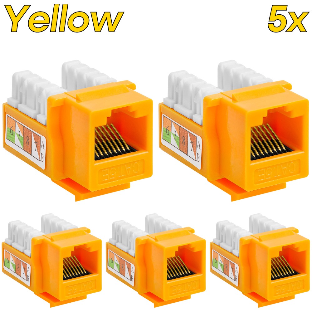 5x Cat5e Keystone Jack 8P8C RJ45 Connector Ethernet 110 Punchdown Patch Panel