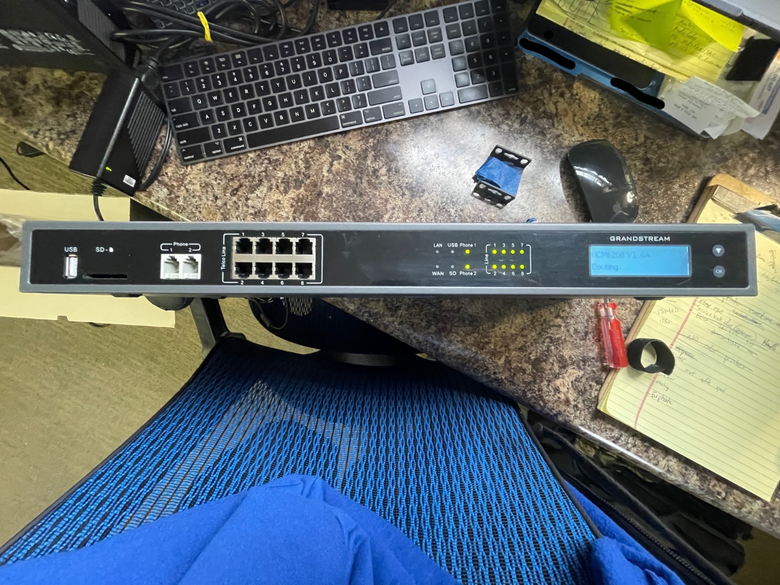 Grandstream UCM6208 IP PBX 8 FXO 2 FXS Appliance with rack ears and power supply