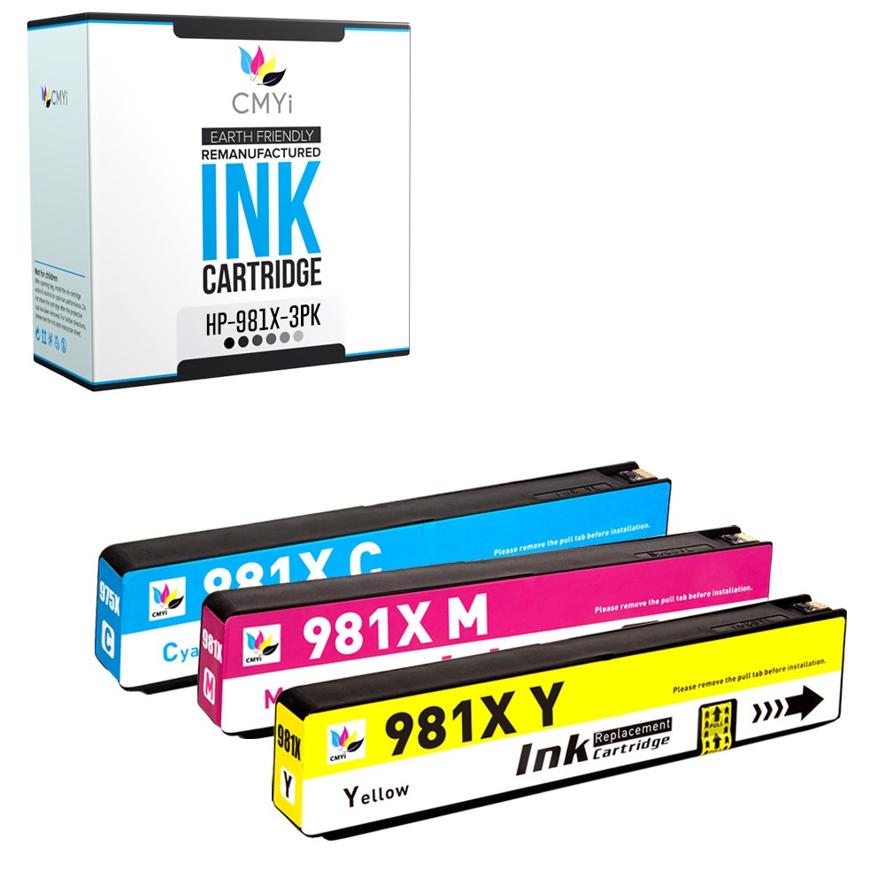 3-Pack Compatible CMYi 981X Color Ink fits HP PageWide Enterprise Color 556xh