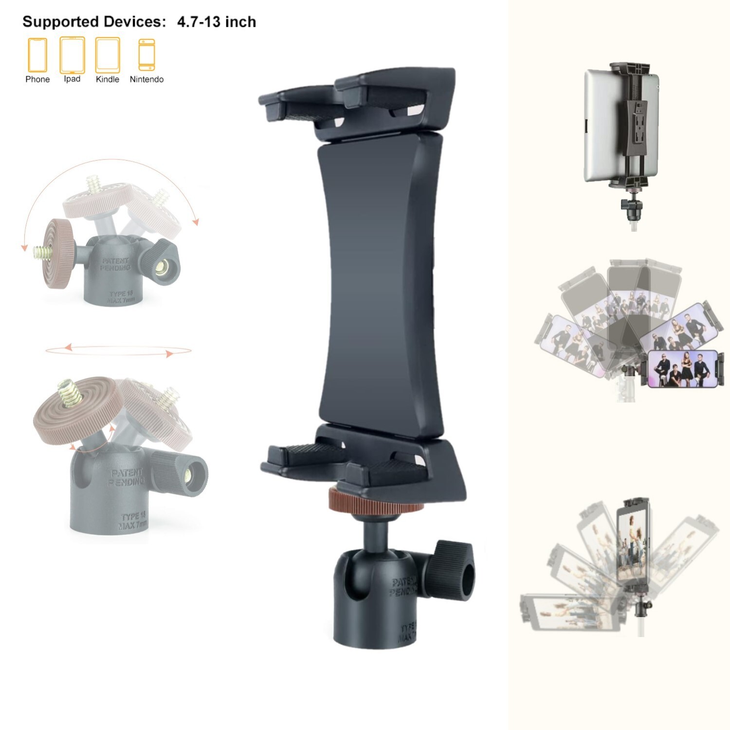 LINCO Universal Tripod Mount Holder 1/4" Thread Adapter For iPad iPhone 4.7-13in