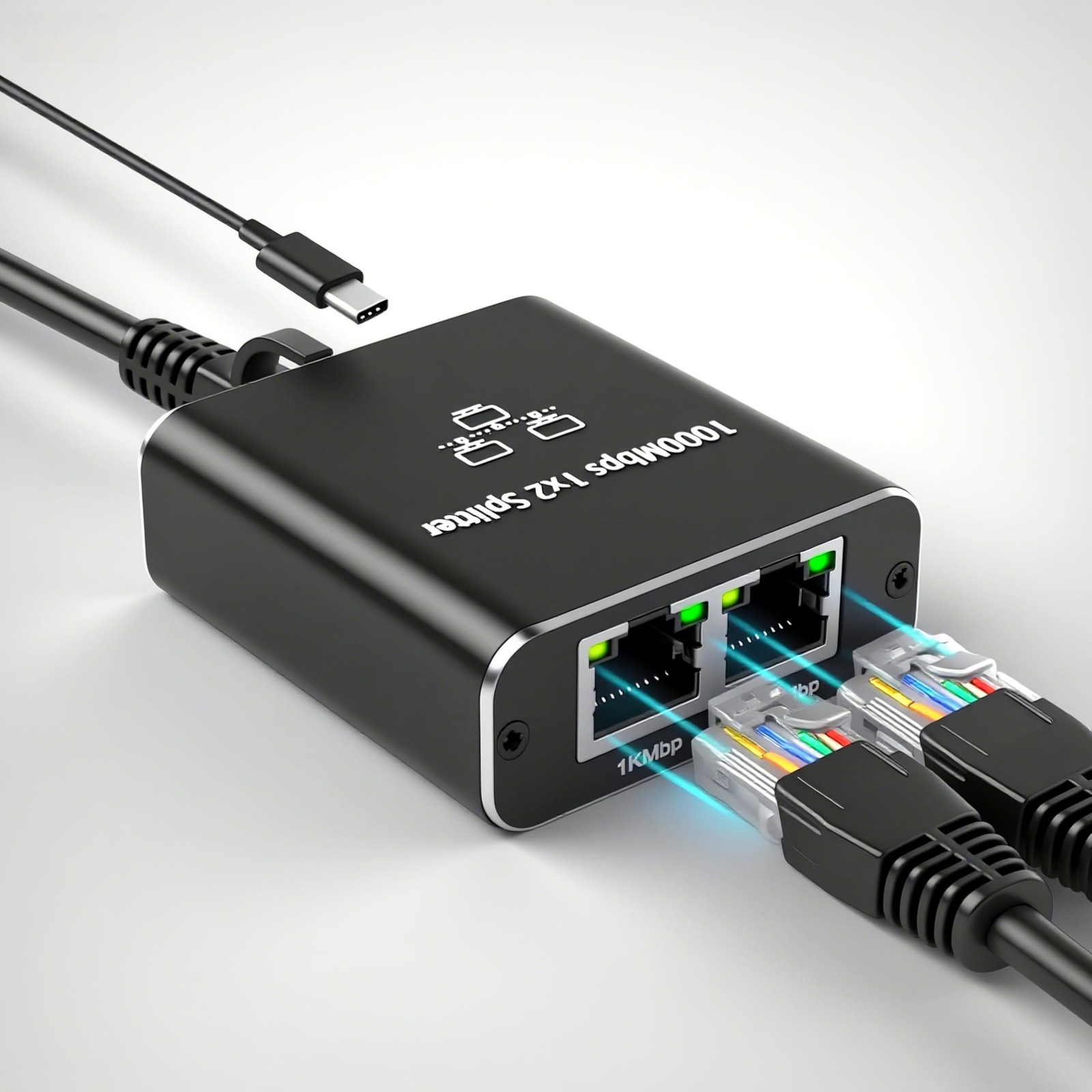 RJ45 Network Splitter Gigabit Ethernet Splitter 1 to 2, 1000Mbps High Speed R...