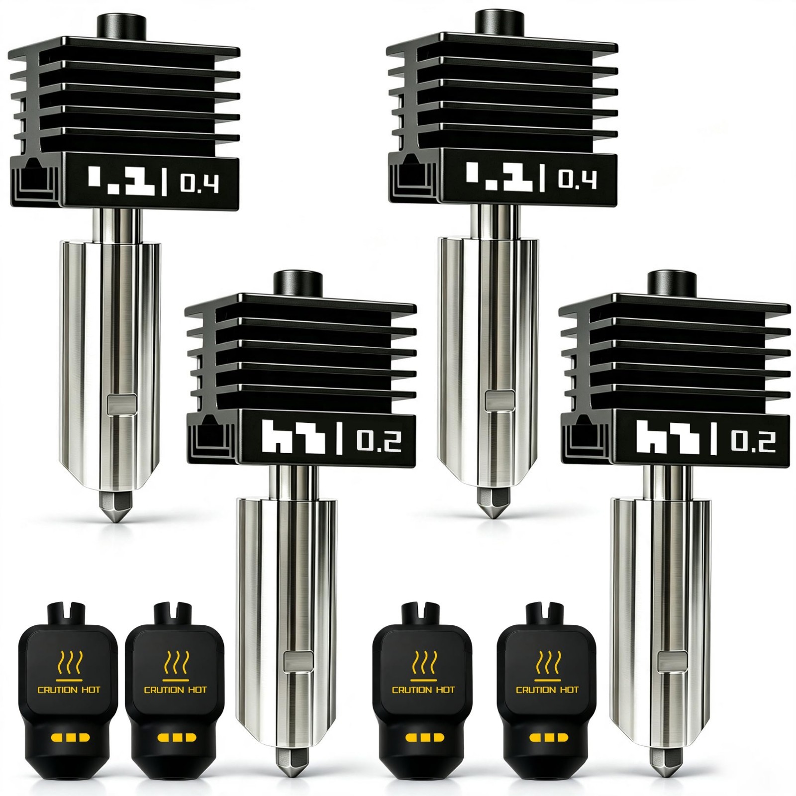 4-Pack P2S Hotend Nozzles 0.2mm/0.4mm for Bambu Lab 3D Printers X2D H2D H2S A1 M