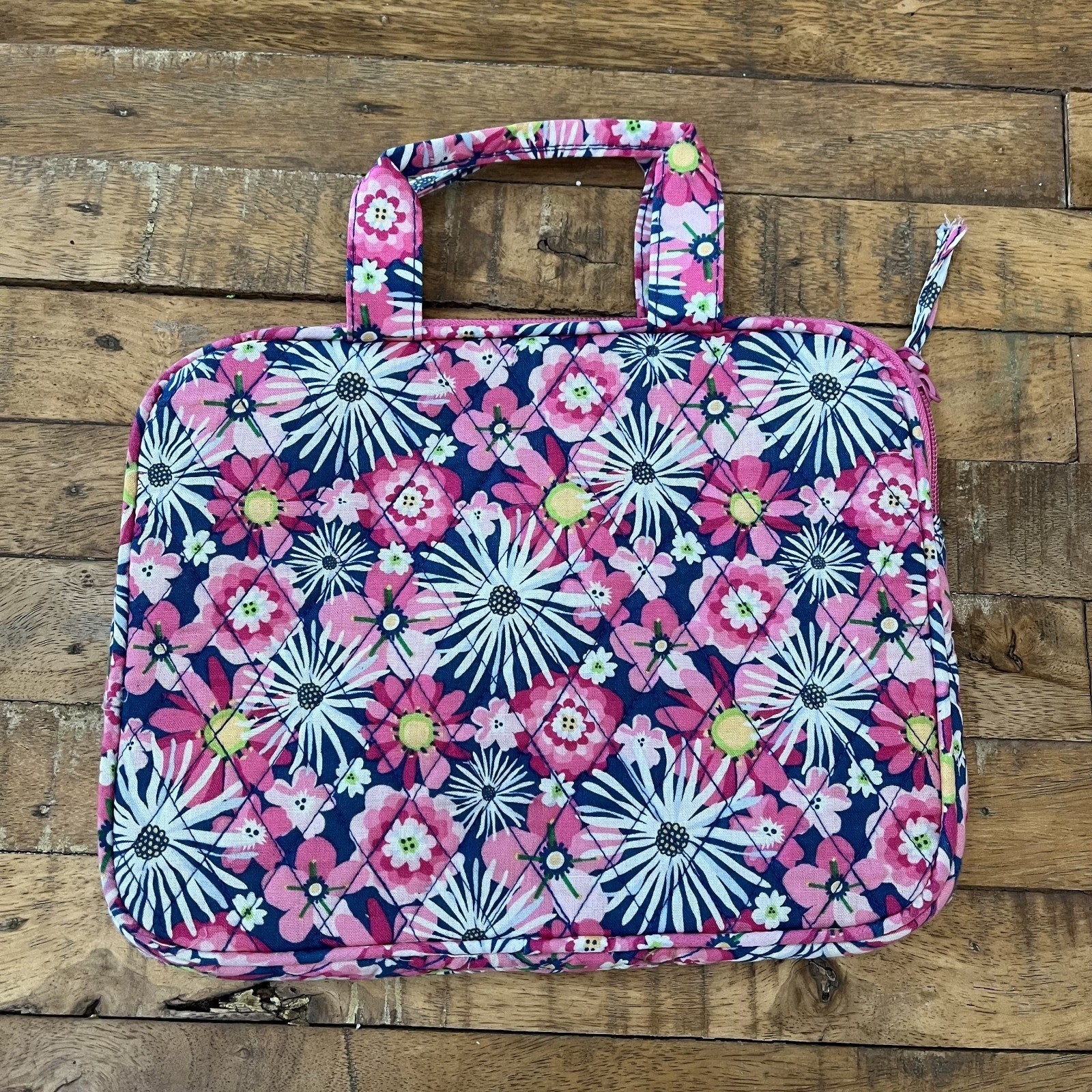 Cotton Quilted Laptop Ipad Case with handles Floral Design