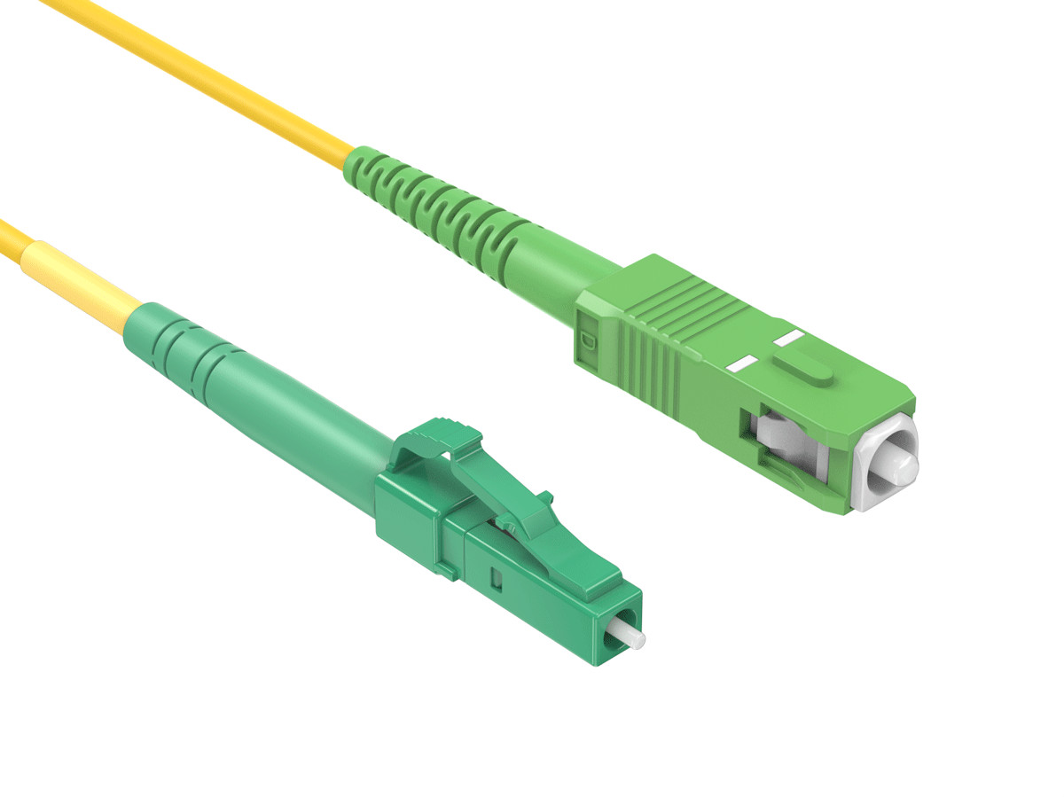 1m OS2 LC to SC APC Simplex Corning Fiber Optic Cable SingleMode 9/125 OFNR R...