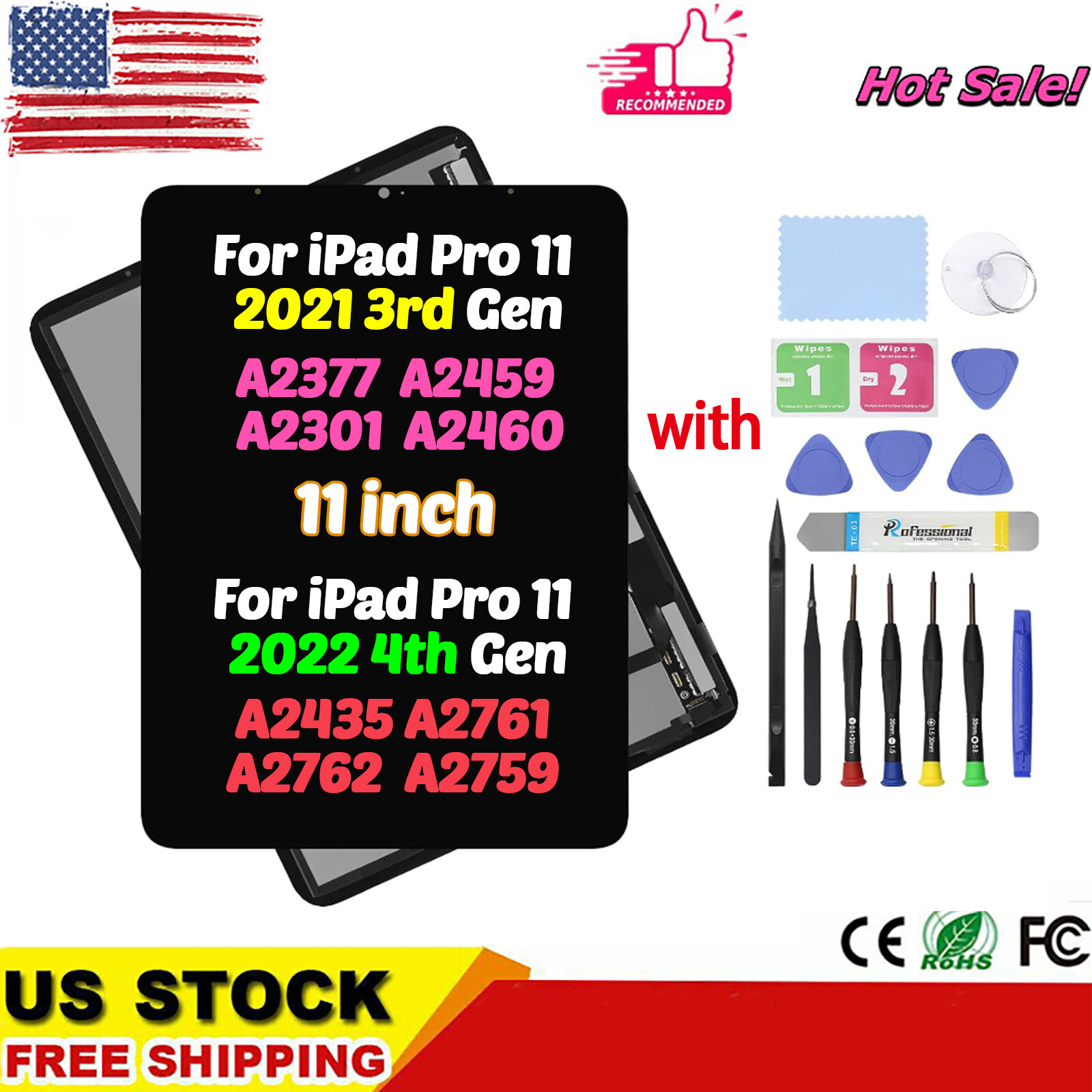 for iPad Pro 11 2022 4th Gen A2435 A2761 A2762 A2759 LCD Display Touch Screen