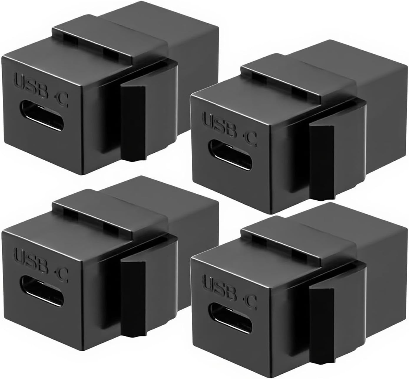 USB C Keystone Jack Adapter (Black 4 Pack) USB 3.1 Type-C Module Coupler Adap...