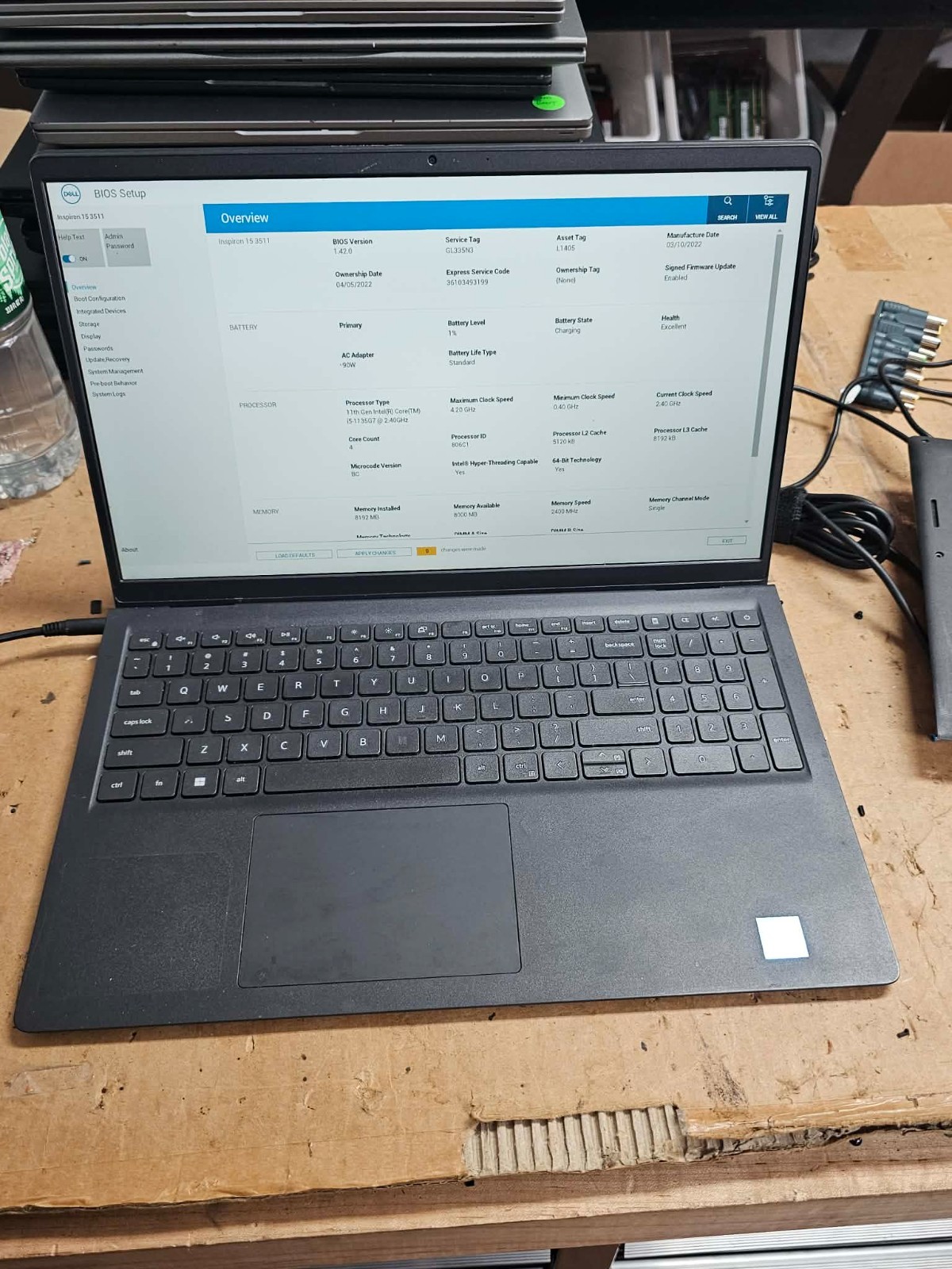 Dell Inspiron 15 3511 Intel Core i5-1135G7 2.4GHz 15.6" Laptop Powers/Posts Spec