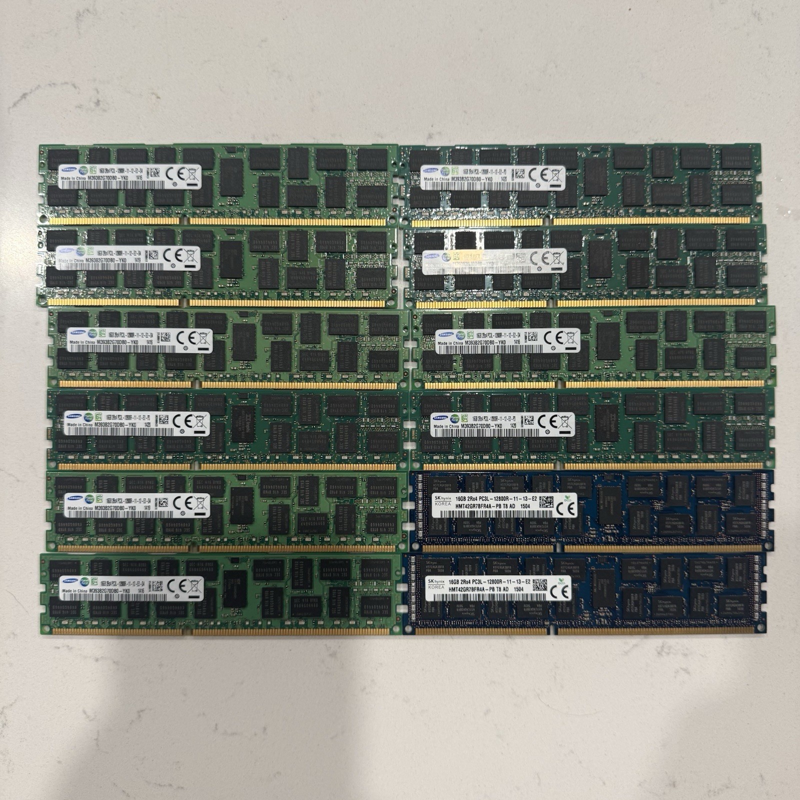 10x samsung 16gb 2rx4 pc3l-12800r M393b2g70dbo-yko And 2 SKhynix Tested