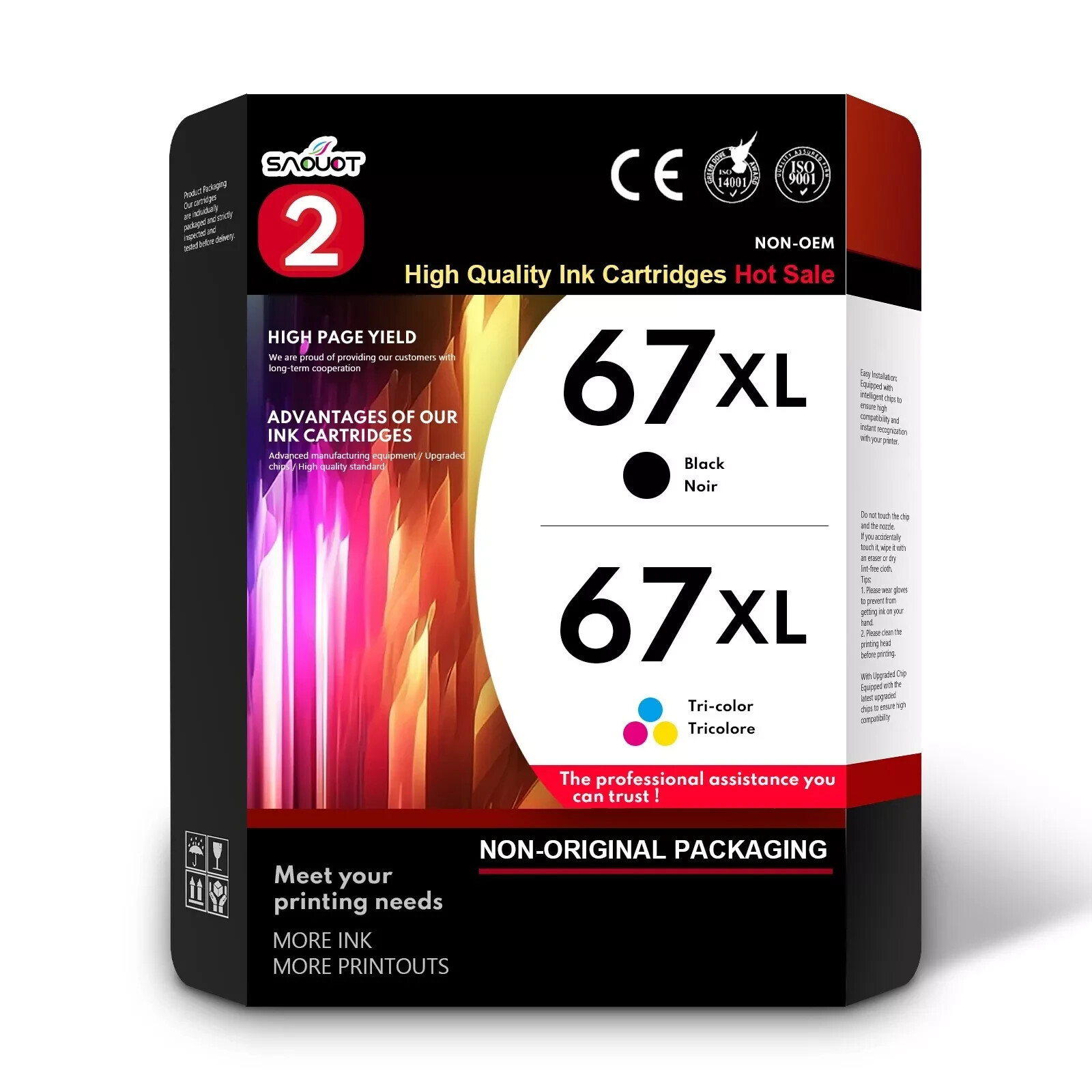 67XL 67 XL Ink Replacement for HP 67 Ink Cartridge Color Black Deskjet 3755