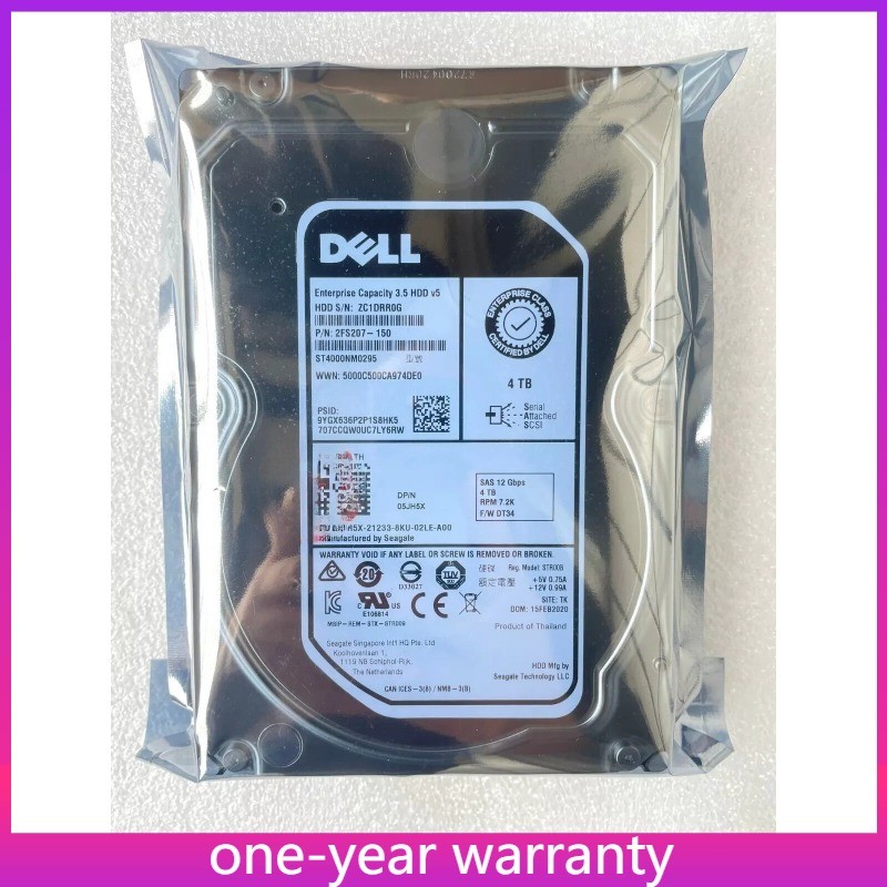 ST4000NM0295 FIT FOR DELL 4TB 3.5" SAS 12Gb Hard Disk 05JH5X 5JH5X ST4000NM0295
