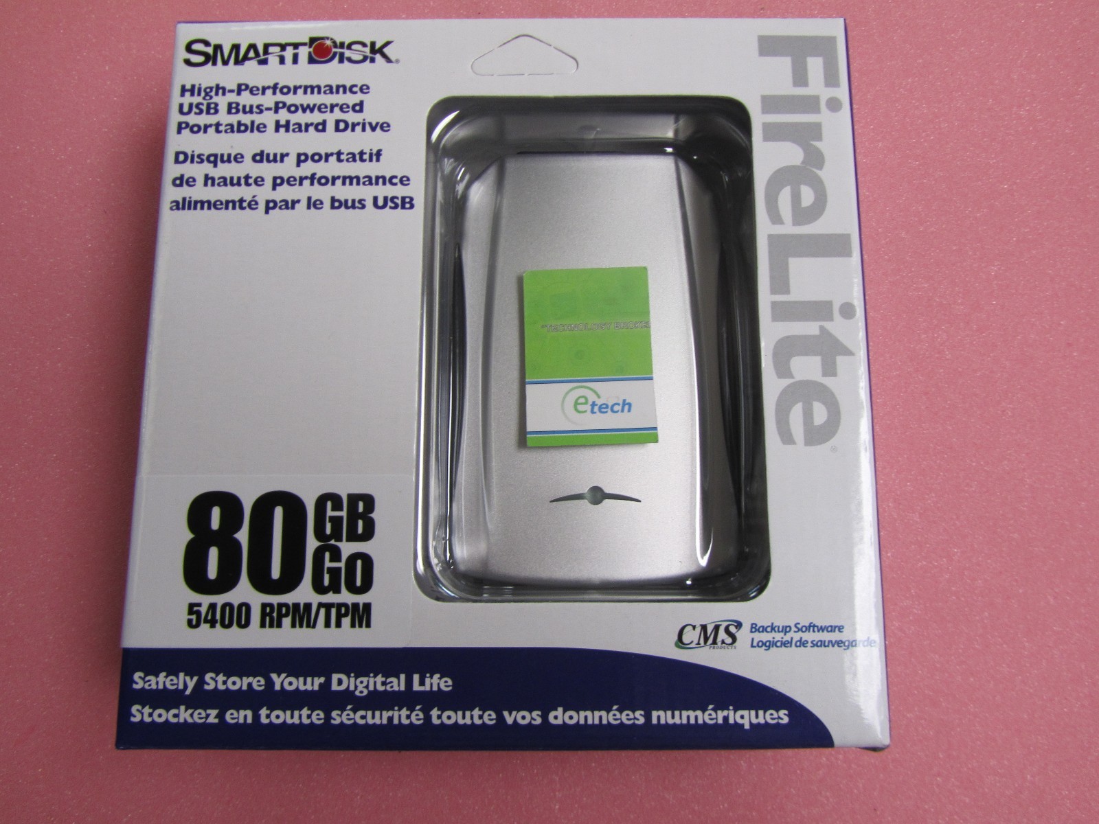USBFLB80CA– SmartDisk FireLite 80GB USB External+ CMS BounceBack Backup Software