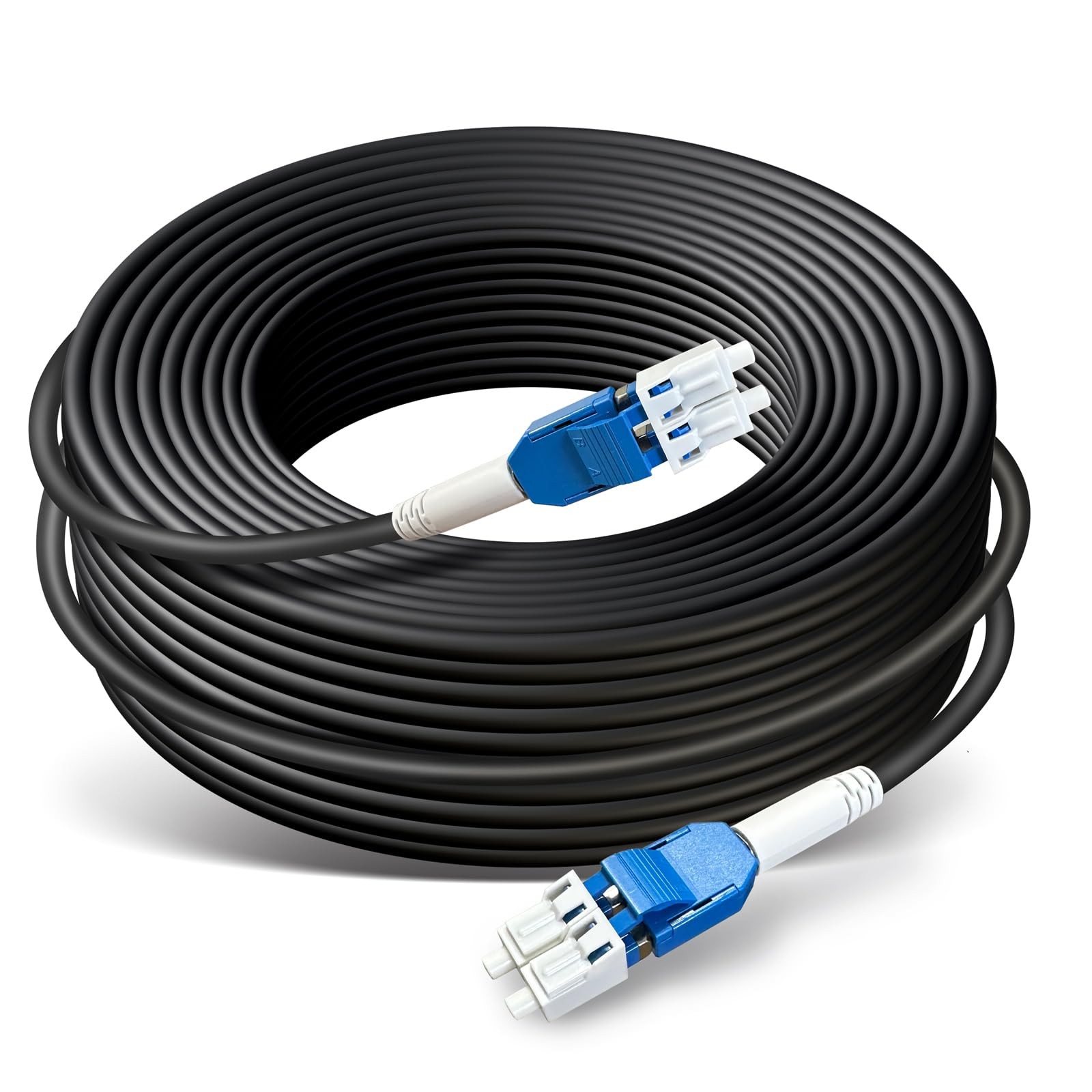 100ft/30m OD-5mm Industrial TPU OS2 LC to LC Outdoor Armored Fiber Cable