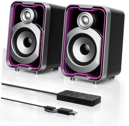 2.0 Computer Speakers, 10W USB-Powered Bluetooth Wired PC Speaker Black Modern