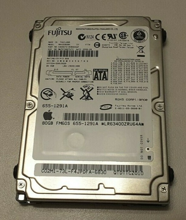 Fujitsu MHV2080BH 80GB Laptop SATA Hard Drive, Tested, Working, 