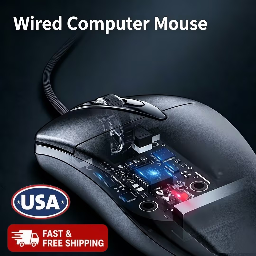 1Pcs USB Wired Mouse Computer 3 Button Mice Bulk Corded USB Mouse for PC Desktop