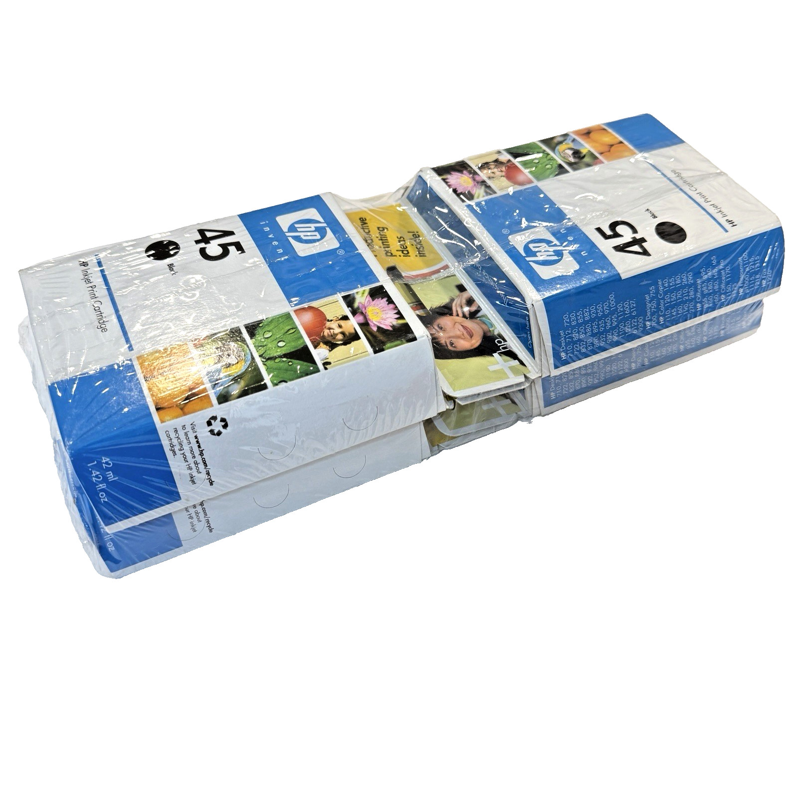 HP 45 Black 51645A Ink Printer Cartridges Lot of 4 New & Sealed Expired 2006