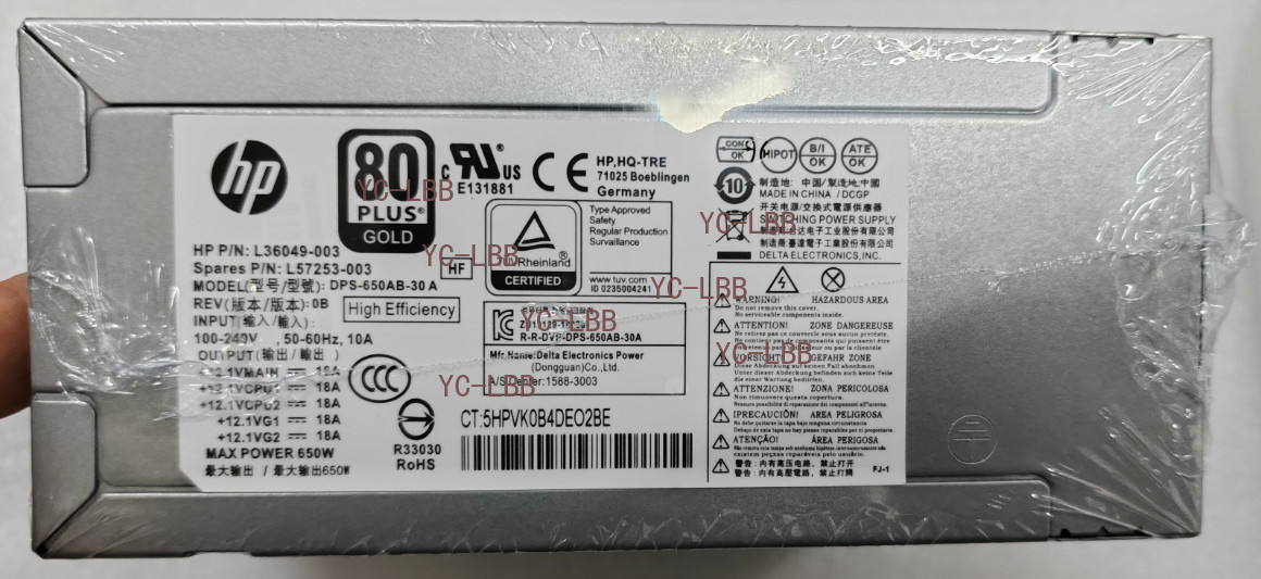 New HP Z2 G4 Minitower 650W Power Supply DPS-650AB-30A L36049-003 L57253-003