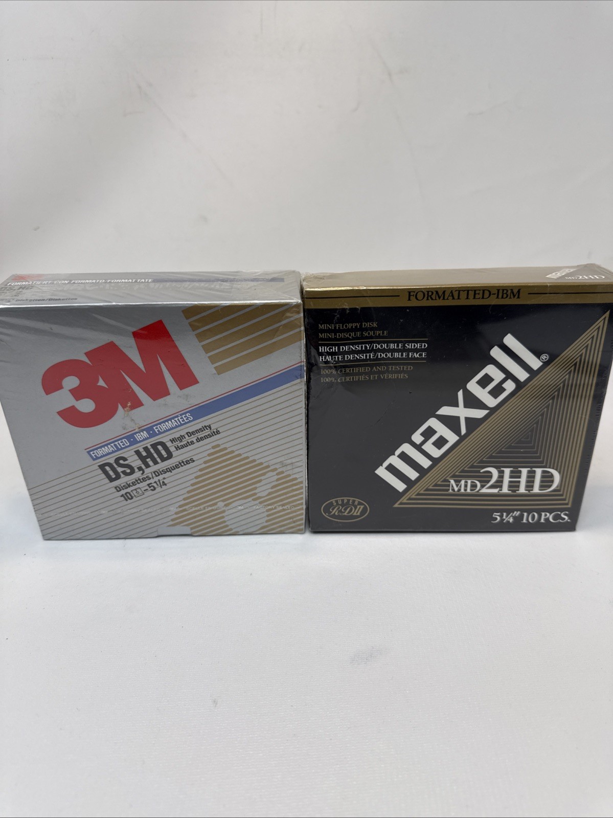 10 - 3M DS HD 5 1/4" Diskettes & 10 - Maxell Md2HD 5 1/4" - New