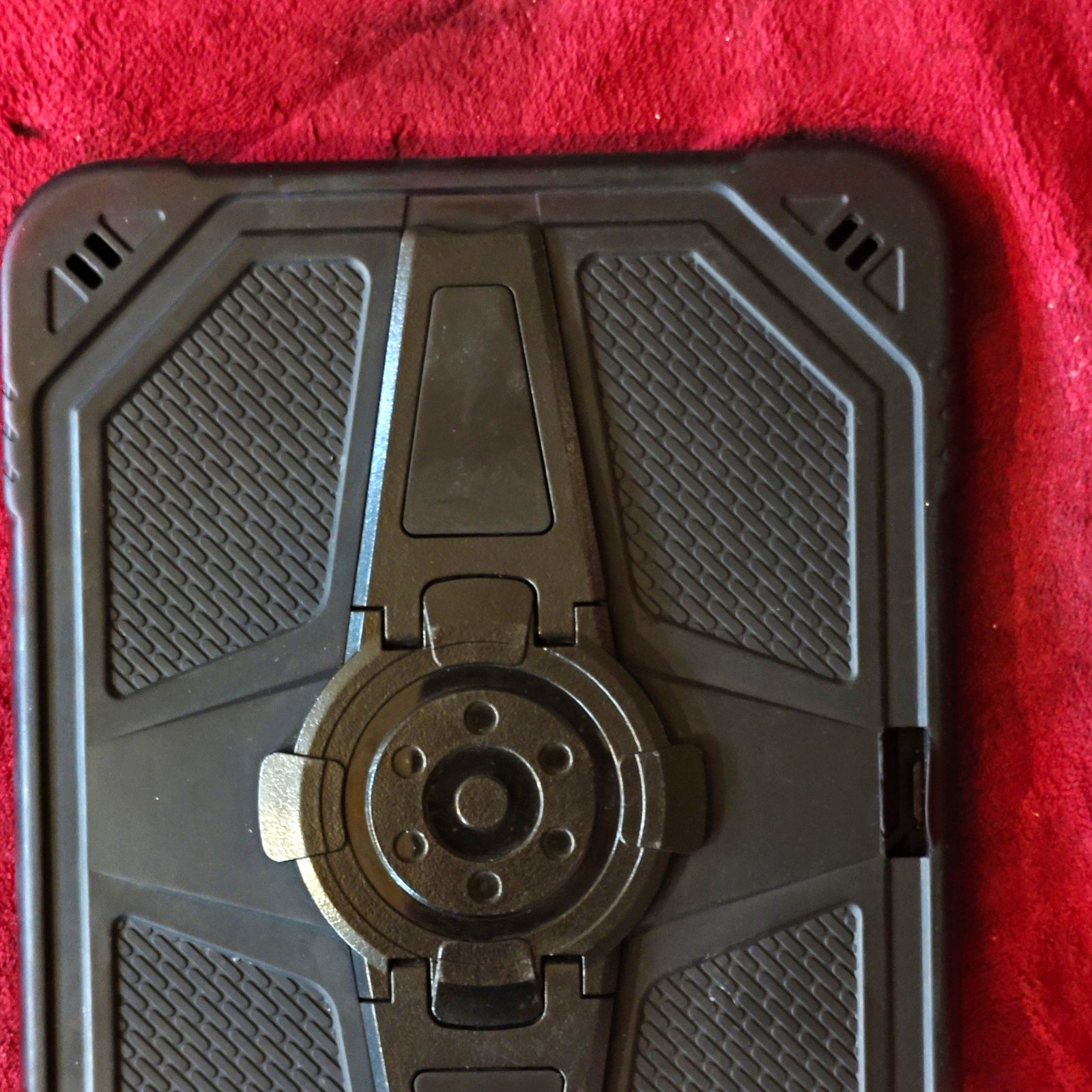 Black Rugged Shockproof Tablet Case Cover with Integrated Rotating Stand