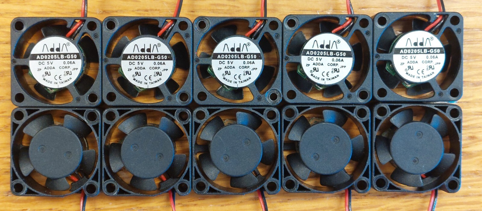 10pcs AD0205LB-G50 25x25x10mm 5Vdc 0.05A 2pin Brushless Ball Bearing Fan