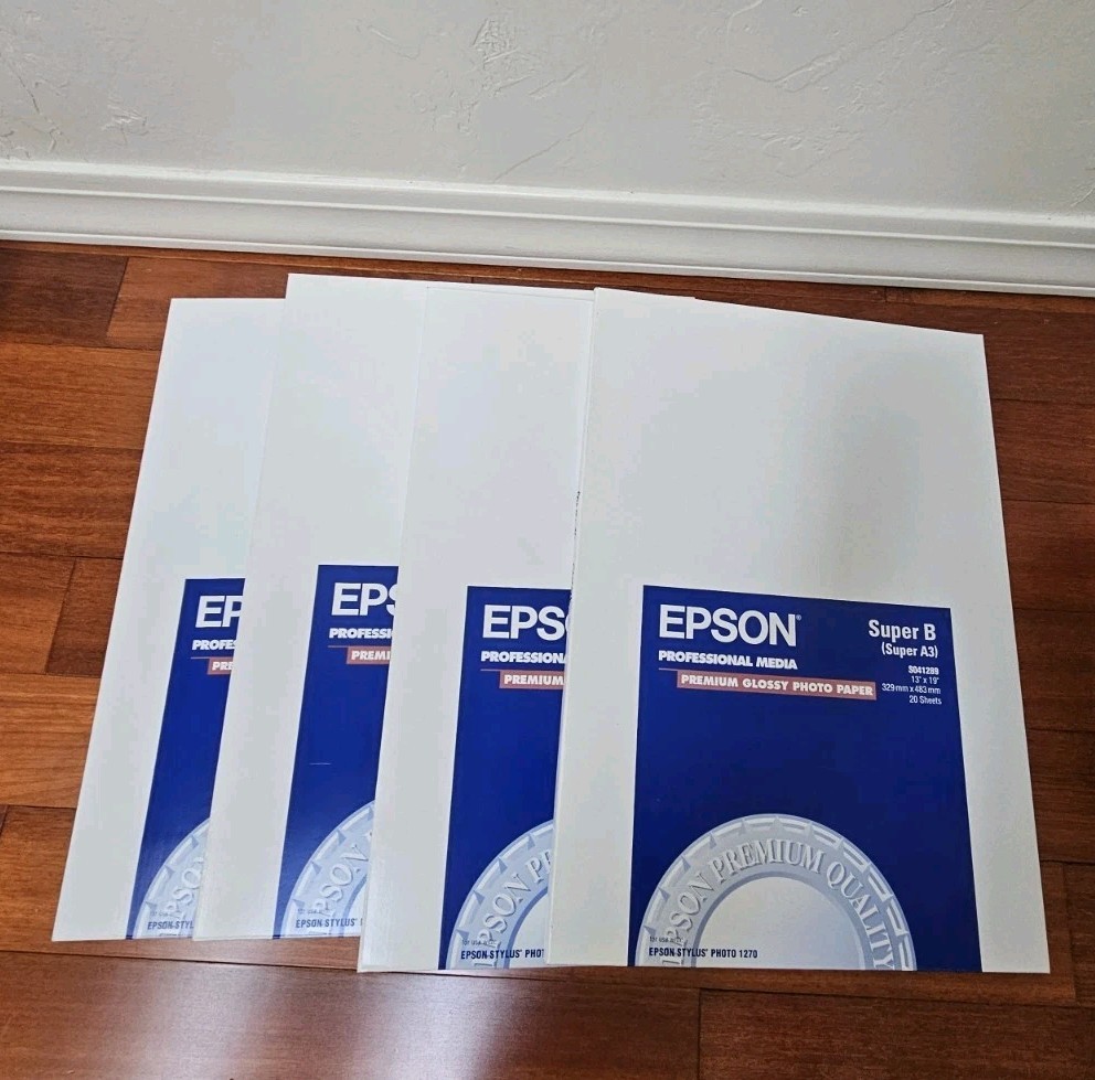 Epson Professional Media Super B A3 13”x19” 4 Pack 20 SHEETS Glossy Photo Paper