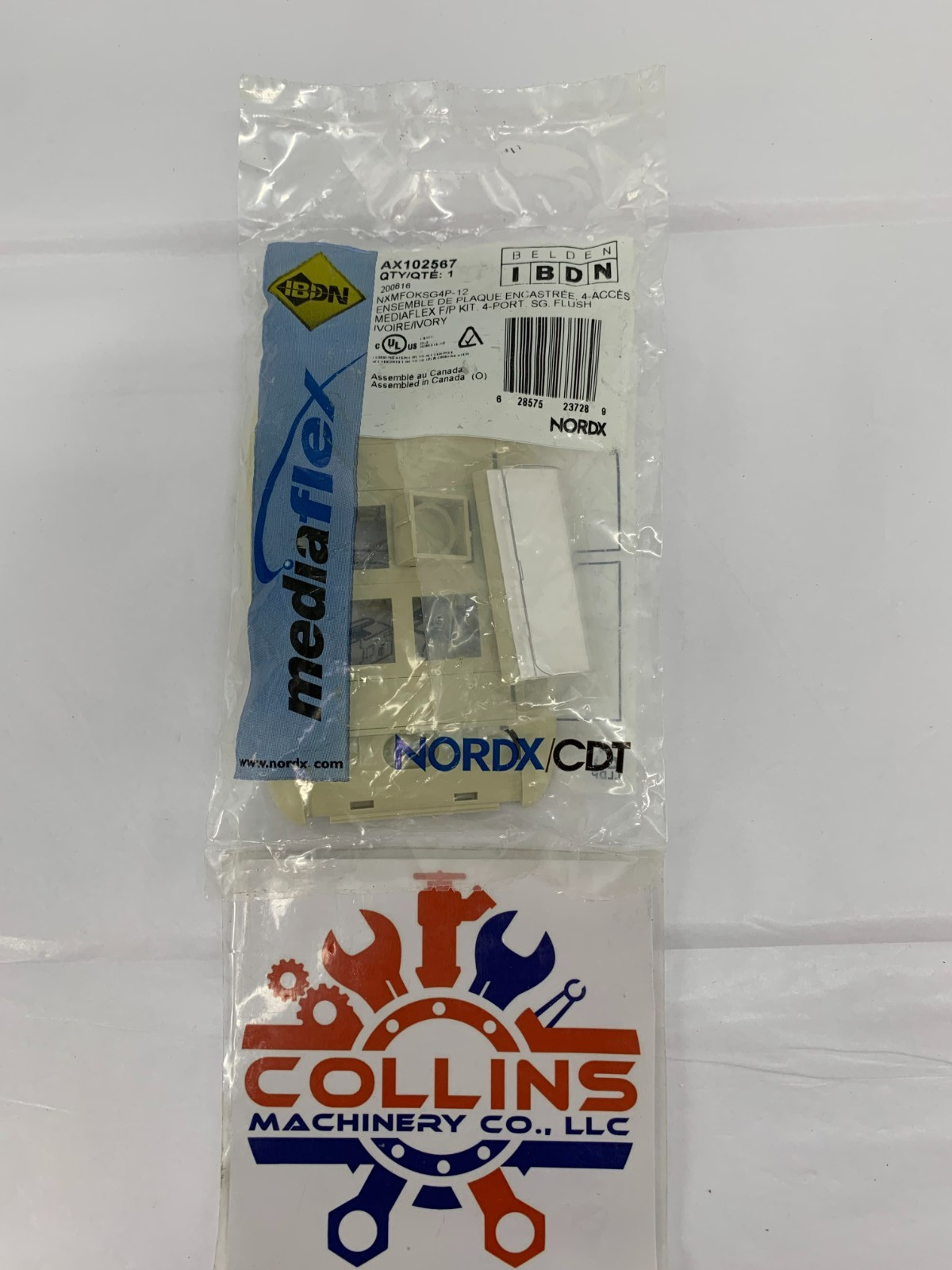 Belden AX102567 NXMFOKSG4P-12 Mediaflex Face Plate Kit 4-Port Single Flush Ivory