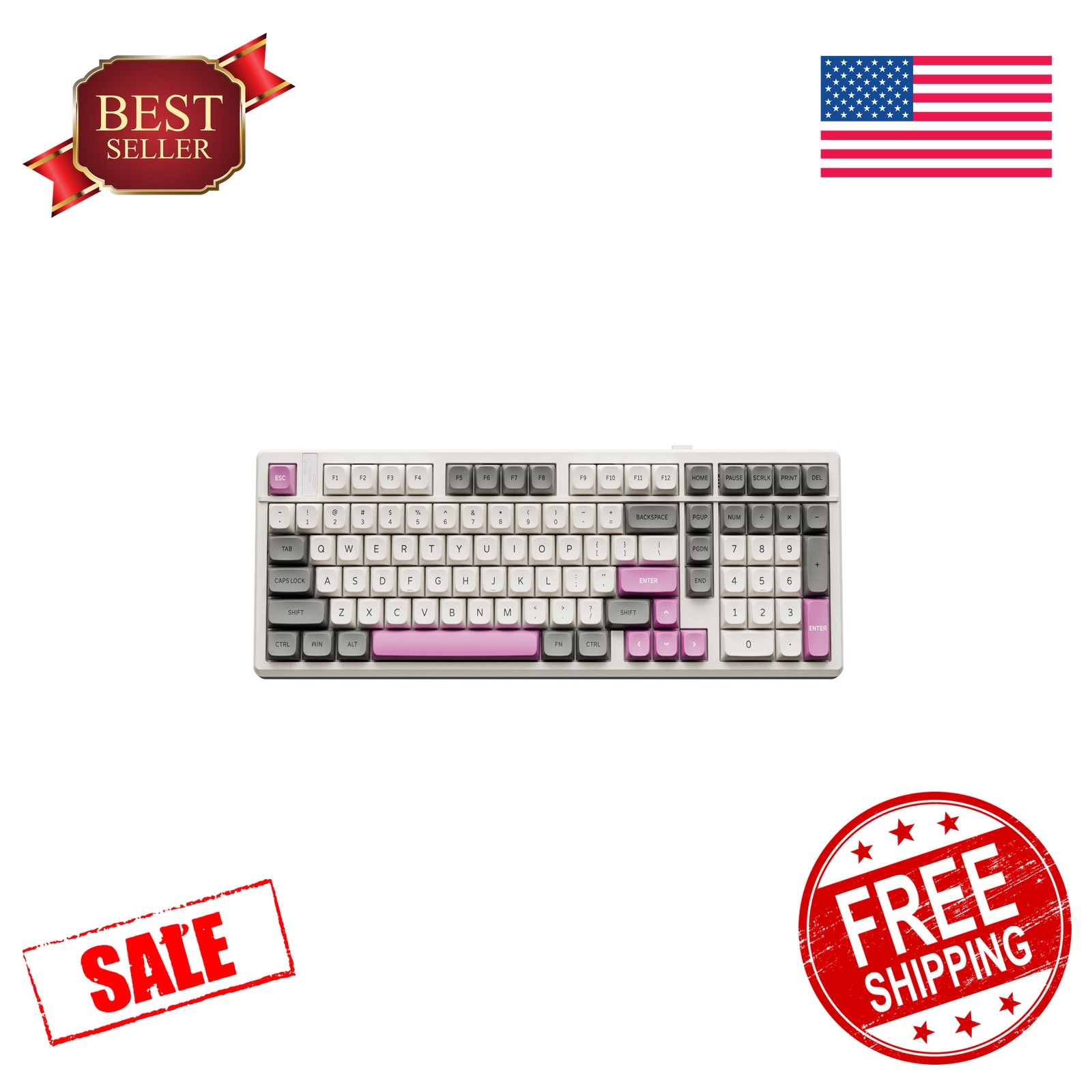 GK GAMAKAY TK101 Keyboard WhiteandGray Saturn