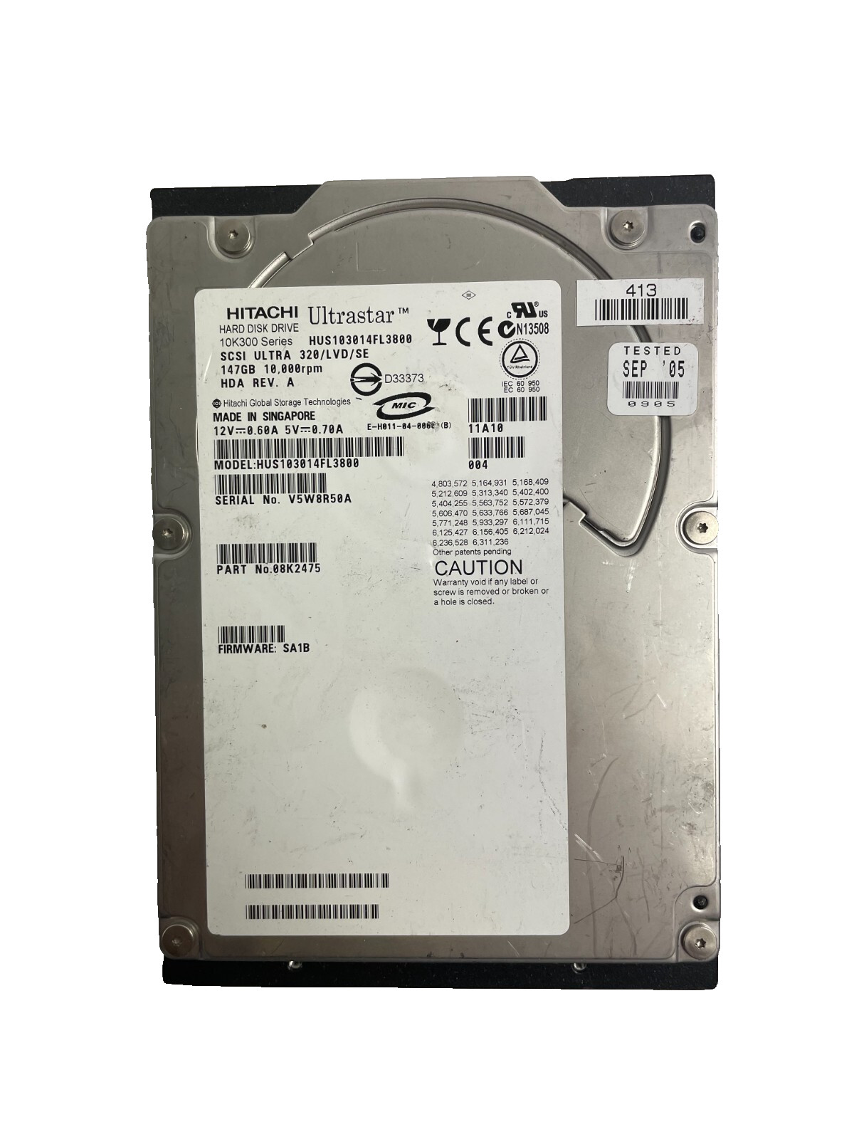 Hitachi Ultrastar Model HUS103014FL3800 10000RPM Hard Disc Drive Cache 8 MB
