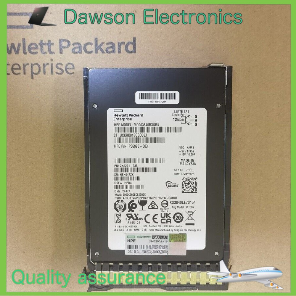HPE 2.5″ 3.84TB SAS 12G 512e MU SFF G8 G9 GEN10 Server SSD Solid State Drive NEW
