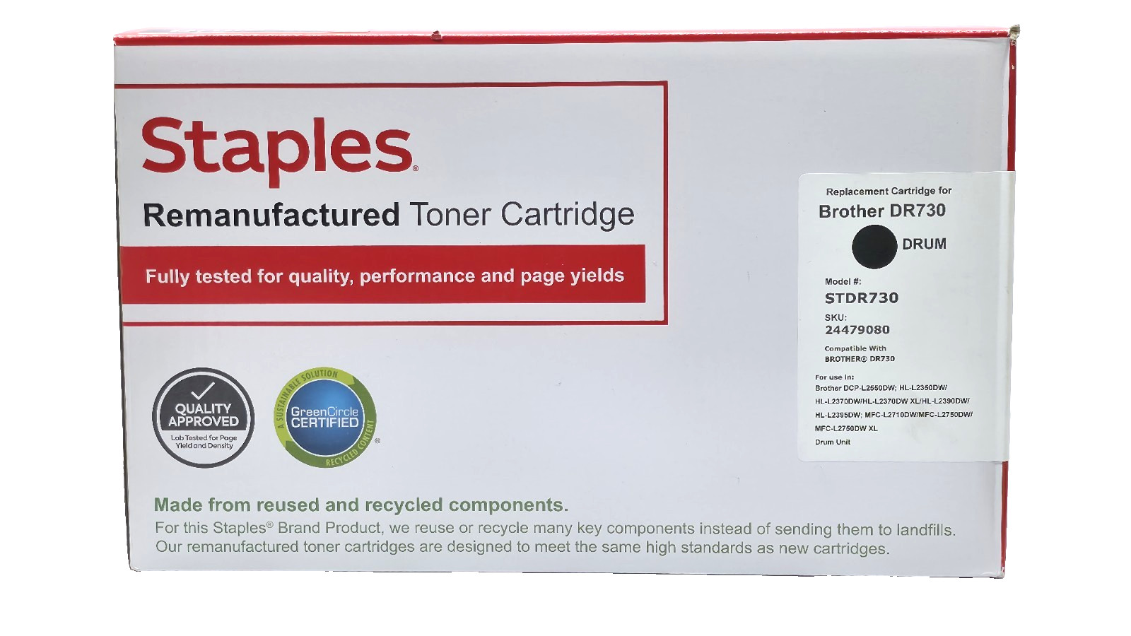 STAPLES Reman.Toner Cartridge STDR730 Black A New Unused