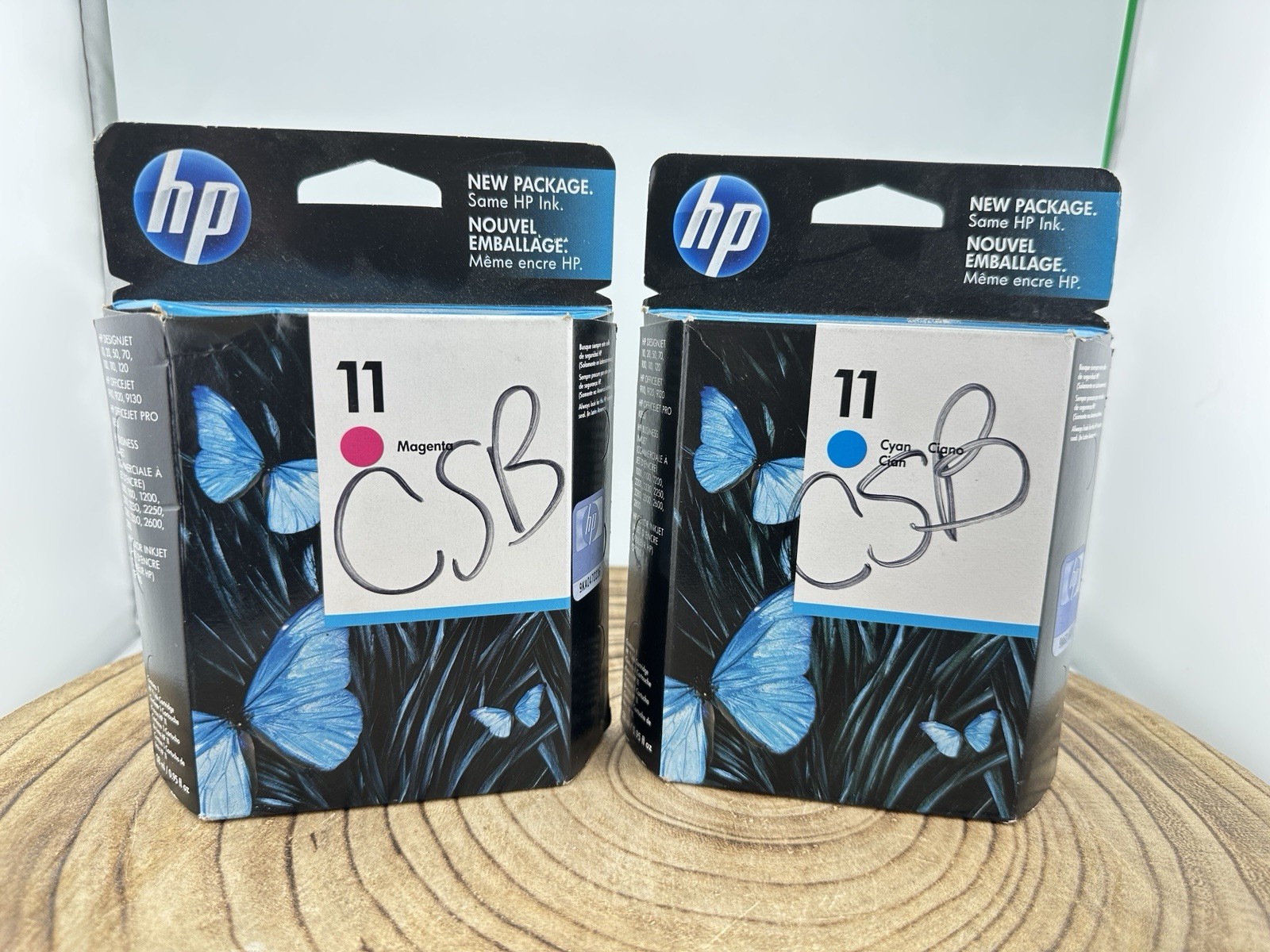 Lot of 2 HP 11 Ink Cartridges, Cyan, Magenta