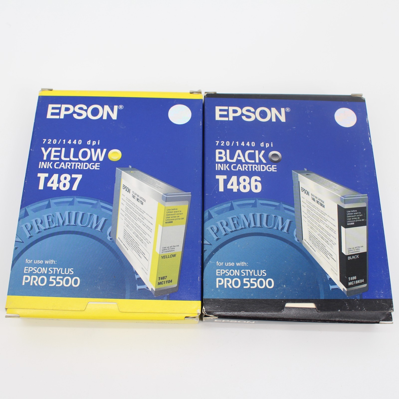 2x EPSON Stylus PRO 5500 Bundle lot Ink Cartridge T486 T487 NEW SEALED