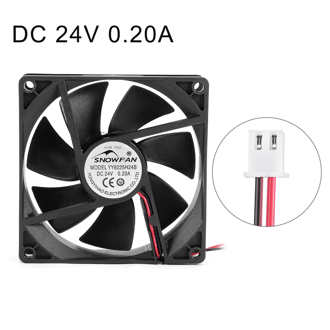 9225 24V DC Cooling Fan with Long Life Dual Ball Bearings 92mm x 92mm x 25mm