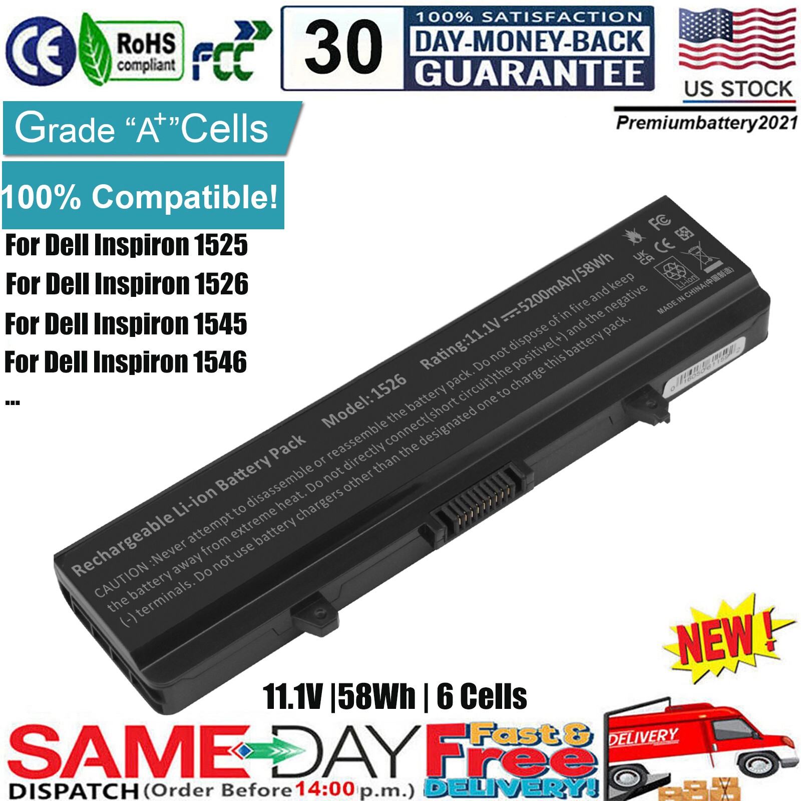 ✅LOT Battery for Dell Inspiron 1525 1526 1440 1545 1546 1750 GW240 X284G K450N