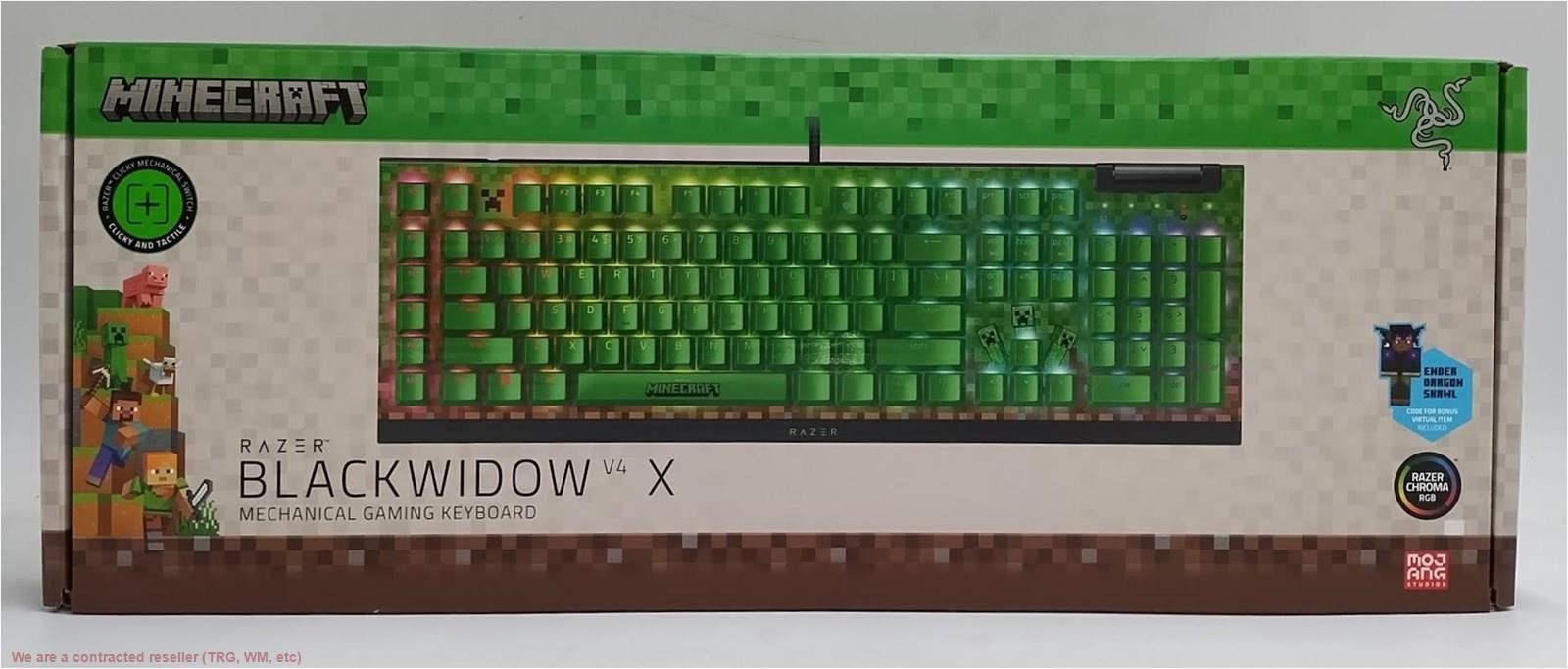 Razer BlackWidowV4 X Gaming Keyboard Green Switch Minecraft Edition SEE DETAILS