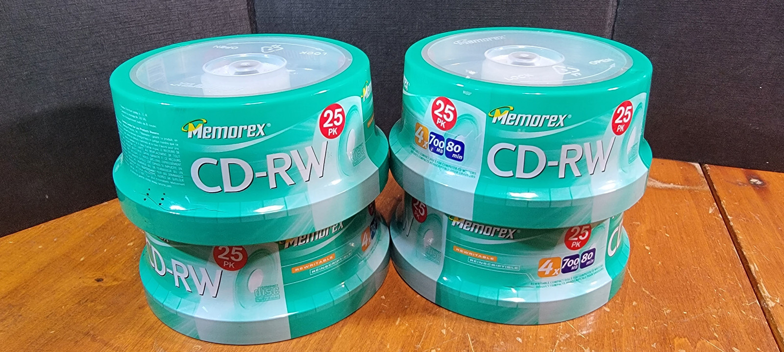 Memorex 25 PK x 4, 100 cd's,  Spindle High Speed CD-RW 4X 700MB 80min