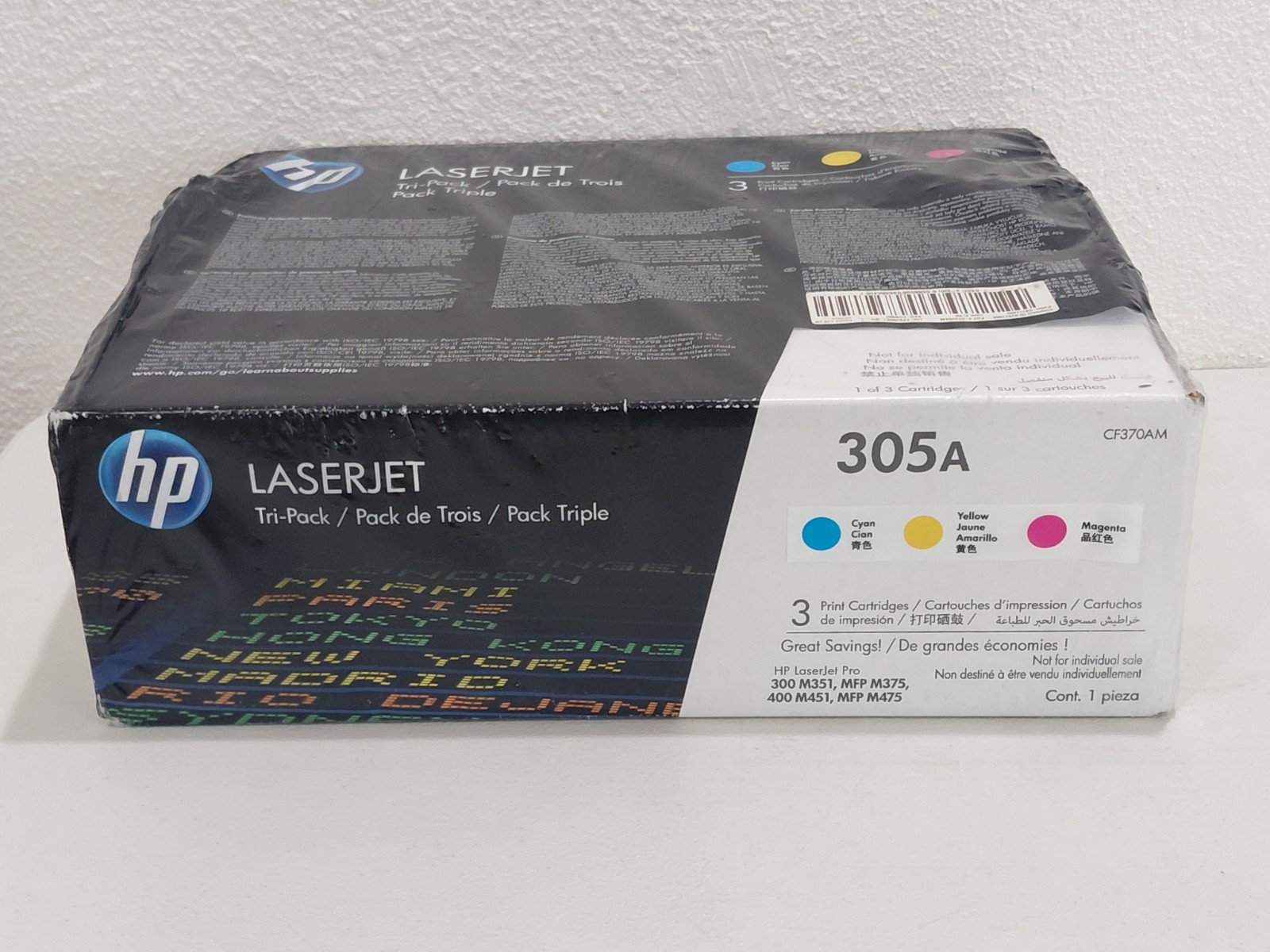 New HP 305A CF370AM Cyan Yellow Magenta LaserJet Toner Cartridge 3-Pack