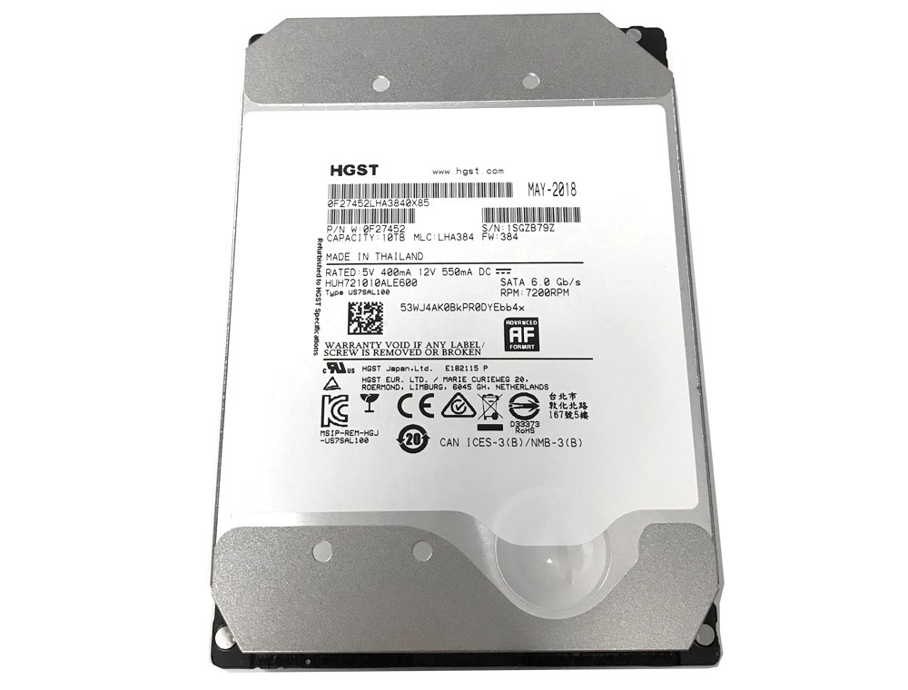 WDHGST 10TB Ultrastar HE10 SATA 6Gb 256MB 35 Enterprise HDD  HUH721010AL G1N