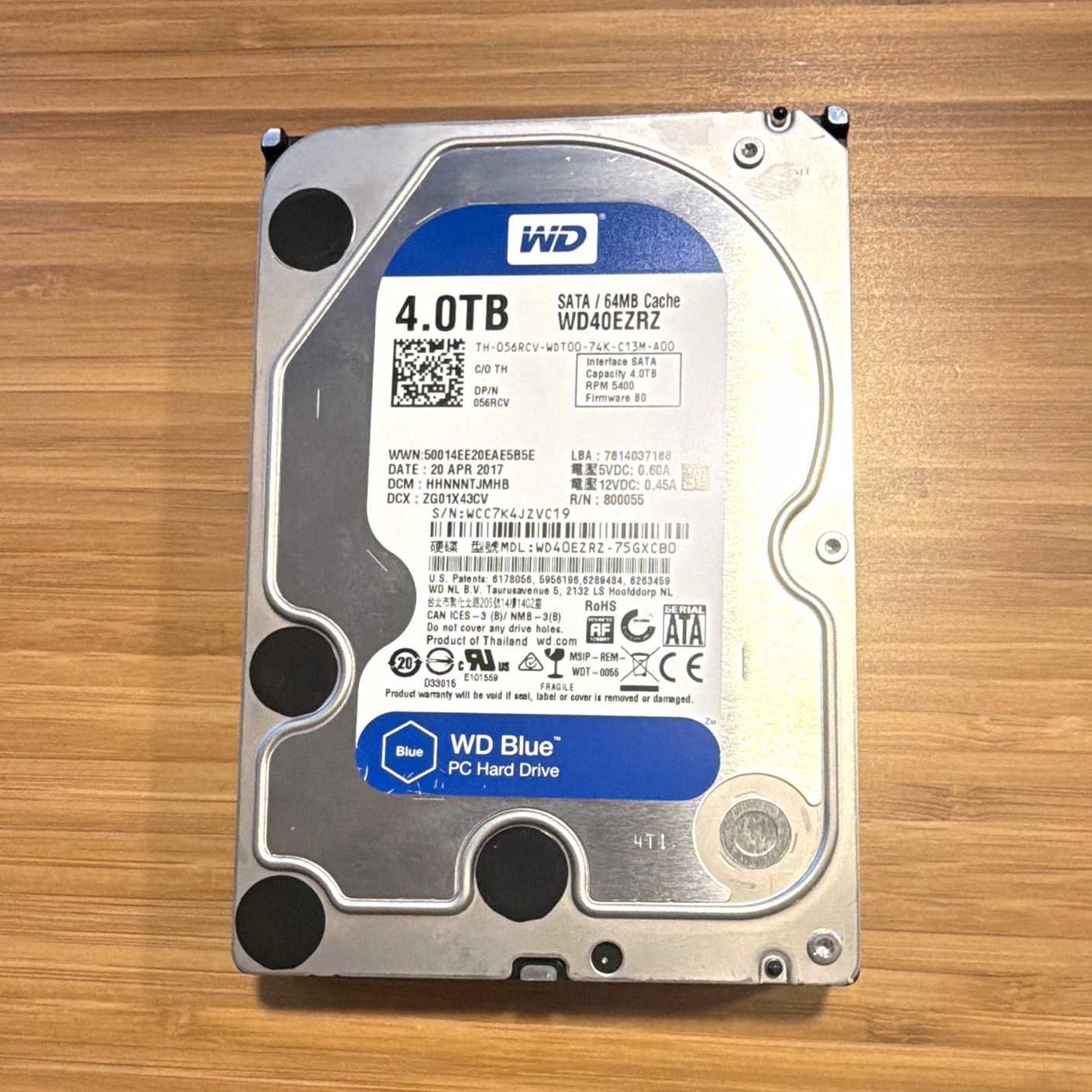 Used - Western Digital WD Blue WD40EZRZ 4TB 3.5" SATA 5400RPM 64MB HDD