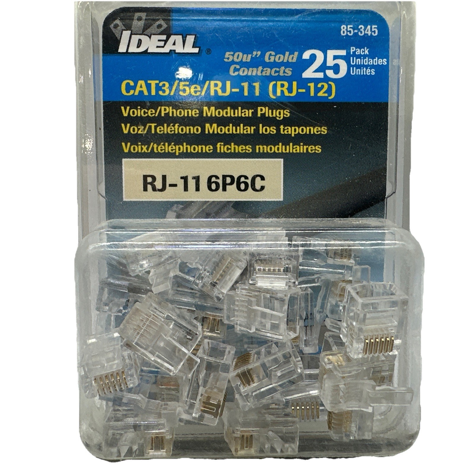 IDEAL 85-345 Voice/Phone Modular Plugs CAT3/5e/RJ-11 (25 PACK) {65}